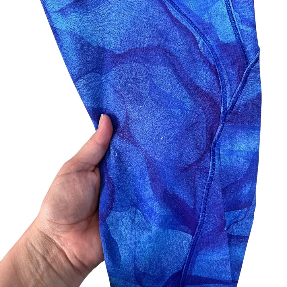Lululemon Blue Purple Abstract Marble Print High Rise Leggings Zipper Pockets 28 - Picture 6 of 7